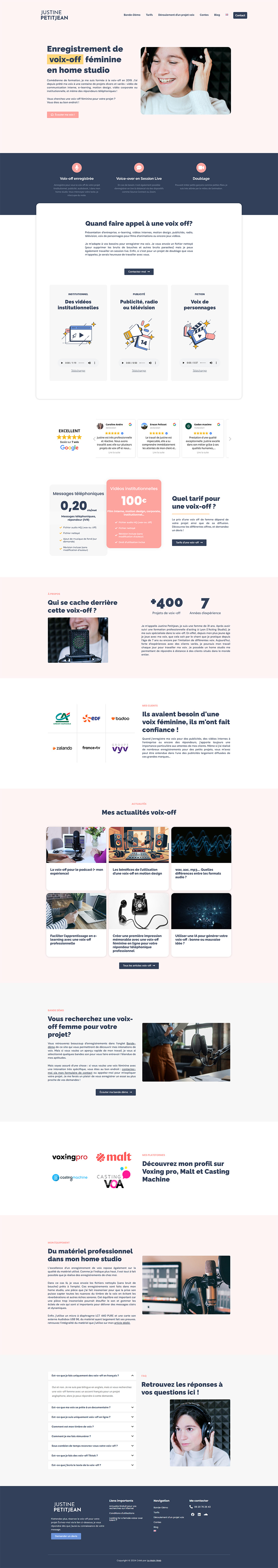Webdesign d'un site pour l'enregistrement de voix-off en ligne
