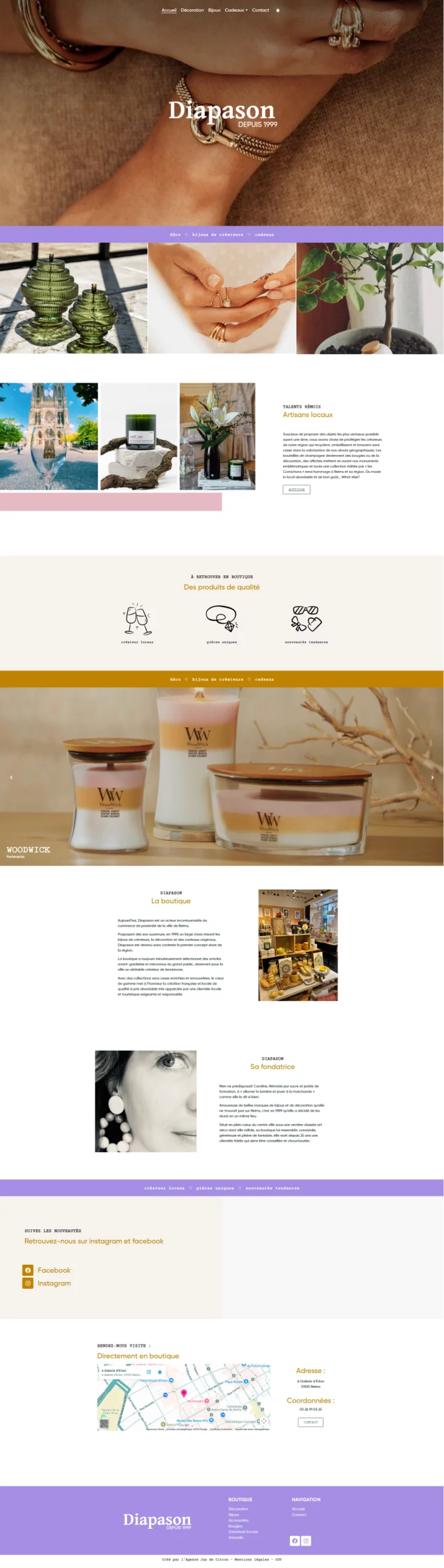 déroulé du site web Diapason