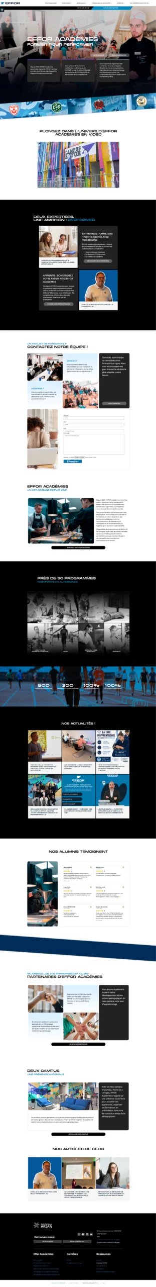 déroulé du site web effor