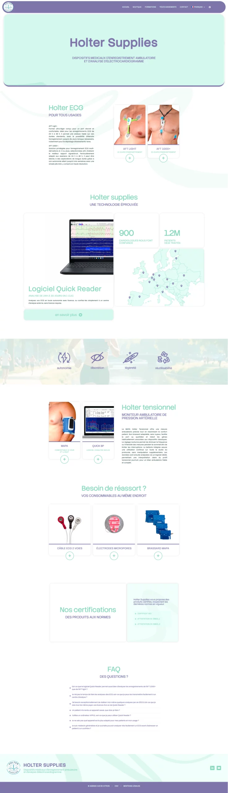 déroulé du site web holter supplies