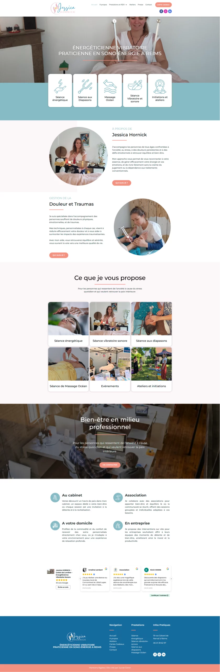 déroulé du site web jessica hornick